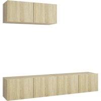 Vidaxl Tv Cabinets 3 Pcs Sonoma Oak Engineered Wood, Brown
