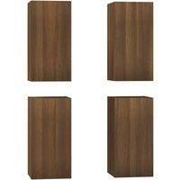 Vidaxl Tv Cabinets 4 Pcs Brown Oak 30.5X30X60 Cm Engineered Wood, Brown
