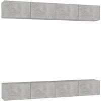 Vidaxl Tv Cabinets 4 Pcs Concrete Grey 100X30X30 Cm Engineered Wood, Grey