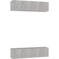 Vidaxl Tv Cabinets 4 Pcs Concrete Grey 60X30X30 Cm Engineered Wood, Grey