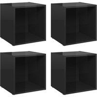 Vidaxl Tv Cabinets 4 Pcs High Gloss Black 37X35X37 Cm Engineered Wood, Black