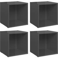 Vidaxl Tv Cabinets 4 Pcs High Gloss Grey 37X35X37 Cm Engineered Wood, Grey