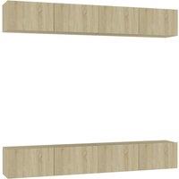 Vidaxl Tv Cabinets 4 Pcs Sonoma Oak 100X30X30 Cm Engineered Wood, Brown