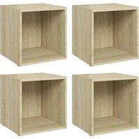 Vidaxl Tv Cabinets 4 Pcs Sonoma Oak 37X35X37 Cm Engineered Wood, Brown