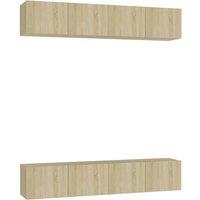 Vidaxl Tv Cabinets 4 Pcs Sonoma Oak 80X30X30 Cm Engineered Wood, Brown