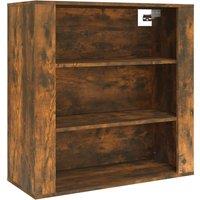 Vidaxl Wall Cabinet Home Living Room Furniture Floating Shelf Wall Unit Hanging Storage Cabinet Floating Tv Unit Smoked Oak Engineered Wood, Brown