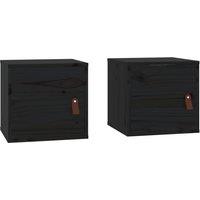 vidaXL Wall Cabinets 2 pcs Black 31.5x30x30 cm Solid Wood Pine, Black