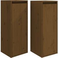 Vidaxl Wall Cabinets 2 Pcs Honey Brown 30X30X80 Cm Solid Wood Pine, Brown