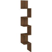 Vidaxl Wall Corner Shelf Brown Oak 20X20X127.5 Cm Engineered Wood, Brown