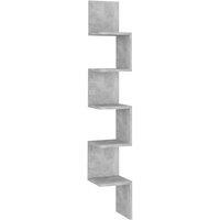 Vidaxl Wall Corner Shelf Concrete Grey 20X20X127.5 Cm Engineered Wood, Grey