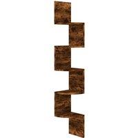 Vidaxl Wall Corner Shelf Smoked Oak 19X19X123 Cm Engineered Wood, Brown