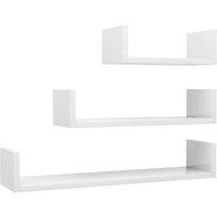 Vidaxl Wall Display Shelf 3 Pcs High Gloss White Engineered Wood, White