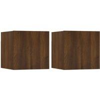 Vidaxl Wall Mounted Tv Cabinet 2 Pcs Brown Oak 30.5X30X30 Cm, Brown