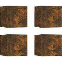 Vidaxl Wall Mounted Tv Cabinet 4 Pcs Smoked Oak 30.5X30X30 Cm, Brown