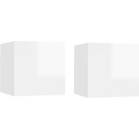 Vidaxl Wall Mounted Tv Cabinets 2 Pcs High Gloss White 30.5X30X30 Cm, White