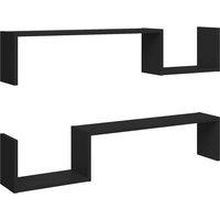 Vidaxl Wall Shelf 2 Pcs Black 100X15X20 Cm Engineered Wood, Black