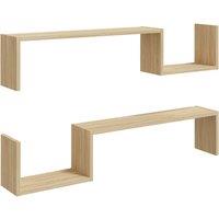 Vidaxl Wall Shelf 2 Pcs Sonoma Oak 100X15X20 Cm Engineered Wood, Brown