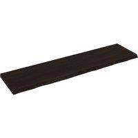 Vidaxl Wall Shelf Dark Grey 200X50X6 Cm Treated Solid Wood Oak, Brown