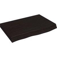 Vidaxl Wall Shelf Dark Grey 60X40X6 Cm Treated Solid Wood Oak, Brown