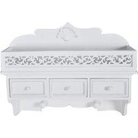 Vidaxl Wall Shelf Peg With 3 Drawers 2 Hooks, White