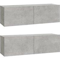 Vidaxl Wall Tv Cabinets 2 Pcs Concrete Grey 100X30X30 Cm Engineered Wood, Grey