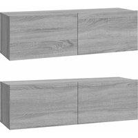 Vidaxl Wall Tv Cabinets 2 Pcs Grey Sonoma 100X30X30 Cm Engineered Wood, Grey