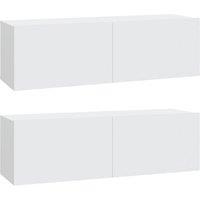 Vidaxl Wall Tv Cabinets 2 Pcs White 100X30X30 Cm Engineered Wood, White