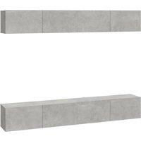 Vidaxl Wall Tv Cabinets 4 Pcs Concrete Grey 100X30X30 Cm, Grey