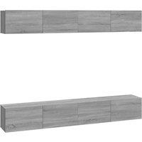 Vidaxl Wall Tv Cabinets 4 Pcs Grey Sonoma 100X30X30 Cm, Grey