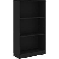 Vidaxl 3-tier Book Cabinet Black 60X24X109 Cm Engineered Wood, Black