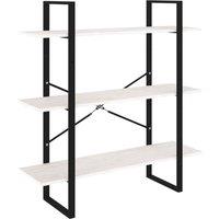 Vidaxl 3-tier Book Cabinet White 100X30X105 Cm Solid Pine Wood, White