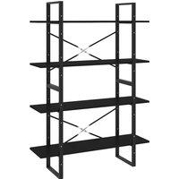Vidaxl 4-tier Book Cabinet Black 100X30X140 Cm Engineered Wood, Black