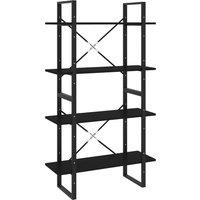 Vidaxl 4-tier Book Cabinet Black 80X30X140 Cm Engineered Wood, Black