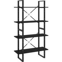 Vidaxl 4-tier Book Cabinet Black 80X30X140 Cm Solid Pine Wood, Black