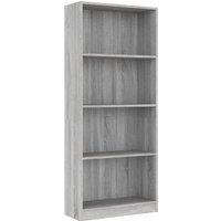 Vidaxl 4-tier Book Cabinet Grey Sonoma 60X24X142 Cm Engineered Wood, Grey