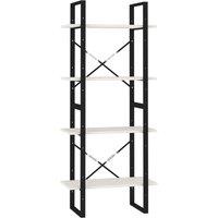 Vidaxl 4-tier Book Cabinet White 60X30X140 Cm Solid Pine Wood, White
