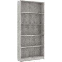 Vidaxl 5-tier Book Cabinet Concrete Grey 80X24X175 Cm Engineered Wood, Grey