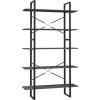Vidaxl 5-tier Book Cabinet Grey 100X30X175 Cm Pinewood, Grey