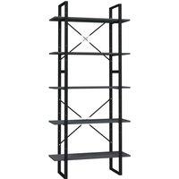 Vidaxl 5-tier Book Cabinet Grey 80X30X175 Cm Pinewood, Grey