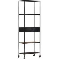 Vidaxl Book Cabinet 60X35X180 Cm Rough Mango Wood & Iron, Brown