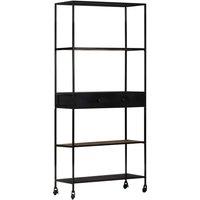Vidaxl Book Cabinet 80X35X180 Cm Rough Mango Wood & Iron, Brown
