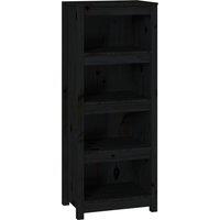 Vidaxl Book Cabinet Black 50X35X125.5 Cm Solid Wood Pine, Black