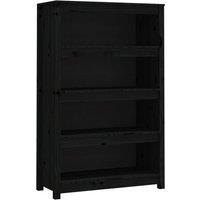 Vidaxl Book Cabinet Black 80X35X126 Cm Solid Wood Pine, Black