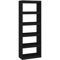 Vidaxl Book Cabinet Room Divider Black 60X30X167.5 Cm Solid Wood Pine