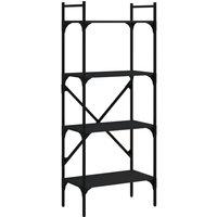 Vidaxl Bookcase 4-tier Black 56X31.5X138.5 Cm Engineered Wood, Black