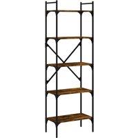 Vidaxl Bookcase 5-tier Smoked Oak 56X31.5X174 Cm Engineered Wood, Brown