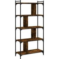 Vidaxl Bookcase 5-tier Smoked Oak 76X32X158 Cm Engineered Wood, Brown