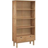 Vidaxl Bookcase Otta With 2 Drawers Brown Solid Wood Pine, Brown