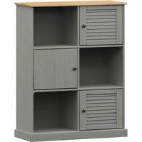 Vidaxl Bookcase Vigo Grey 90X35X114.5 Cm Solid Wood Pine, Grey