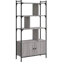Vidaxl Bookcase With Doors Grey Sonoma 76.5X30X154.5 Cm Engineered Wood, Grey